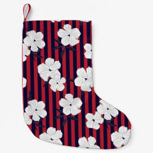 Red and blue Floral botanical seamless pattern wit Small Christmas Stocking