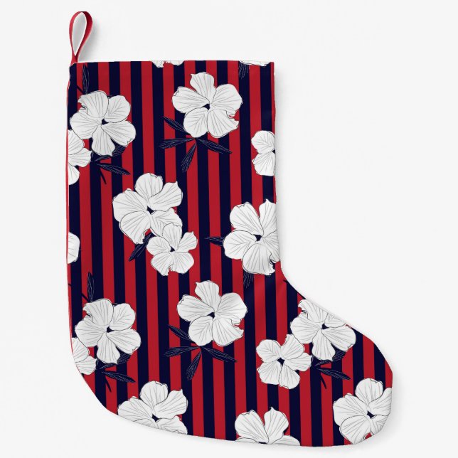Red and blue Floral botanical seamless pattern wit Small Christmas Stocking (Front)