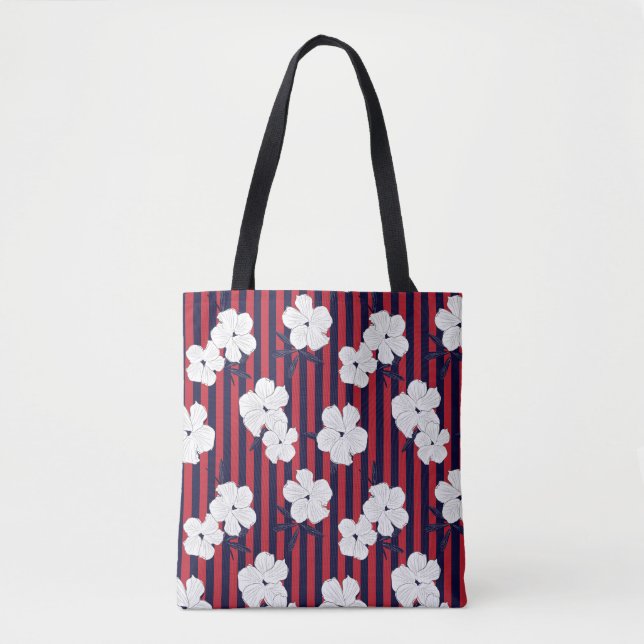 Red and blue Floral botanical seamless pattern wit Tote Bag (Front)