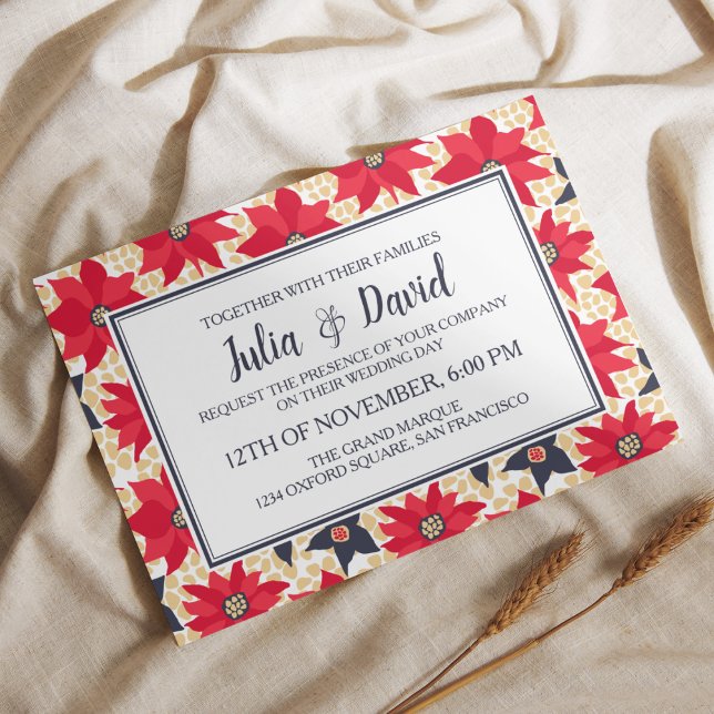 Red and Blue floral Pattern Invitation (Creator Uploaded)