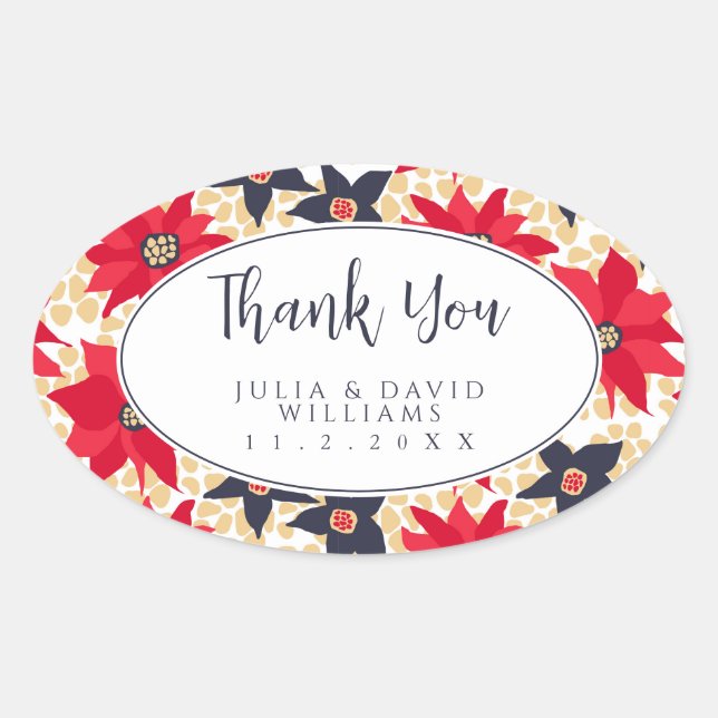 Red and Blue Floral Pattern Sticker (Front)