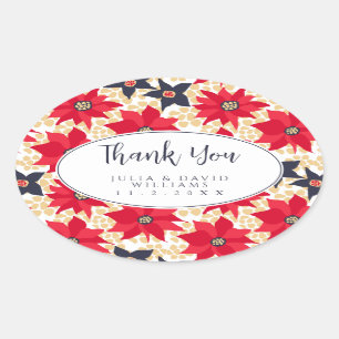 Red and Blue Floral Pattern Sticker