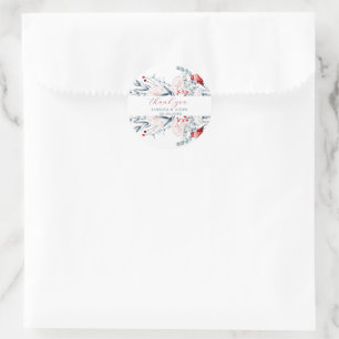 Red And Blue Flower Floral Wedding  Classic Round Sticker