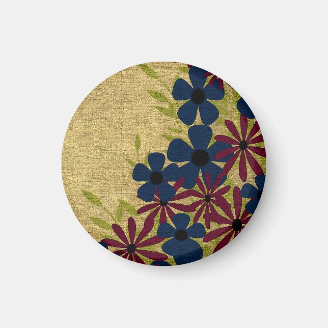 Red and Blue Flower Magnet (Front)