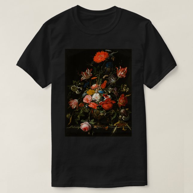 Red and Blue Flower Painting T-Shirt (Design Front)