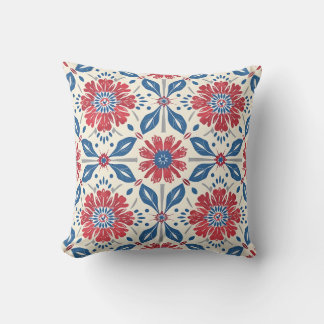 Red and Blue Flower Pattern Cushion