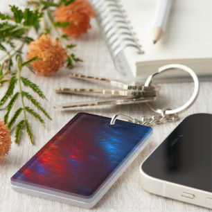 Red and Blue Fractal Key Ring