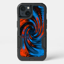 Red and blue fractal pattern otter box phone case