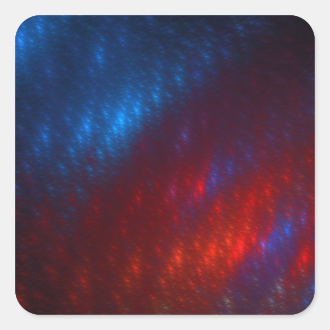 Red and Blue Fractal Square Sticker (Front)