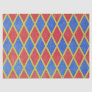Red and blue geometric harlequin diamond pattern tissue paper