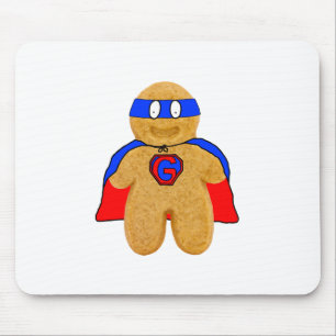 red and blue gingerbread man super hero mouse mat