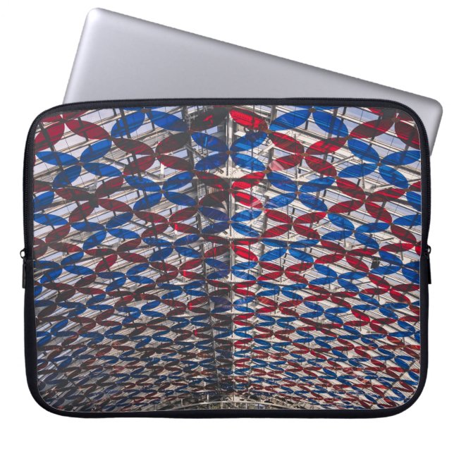 Red and blue glass ceiling laptop sleeve (Front)