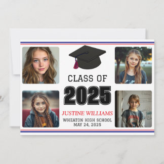 Red and Blue Graduation  Announcement