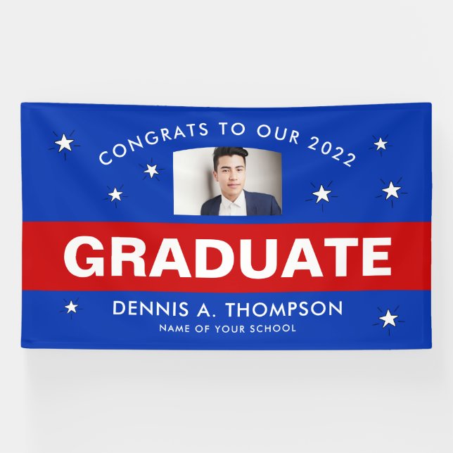 Red and Blue Graduation Custo Banner (Horizontal)