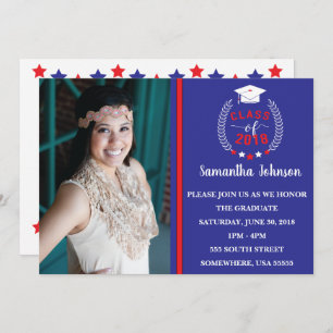 Red and Blue Graduation Party Invite