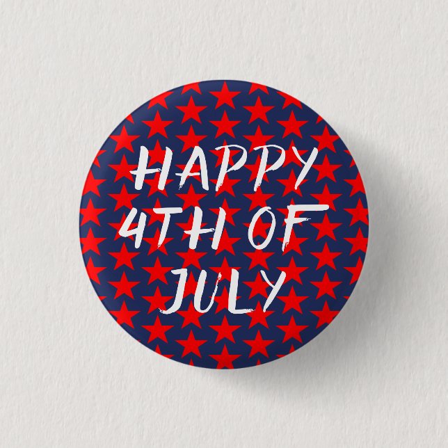Red And Blue Happy 4th of July 3 Cm Round Badge (Front)