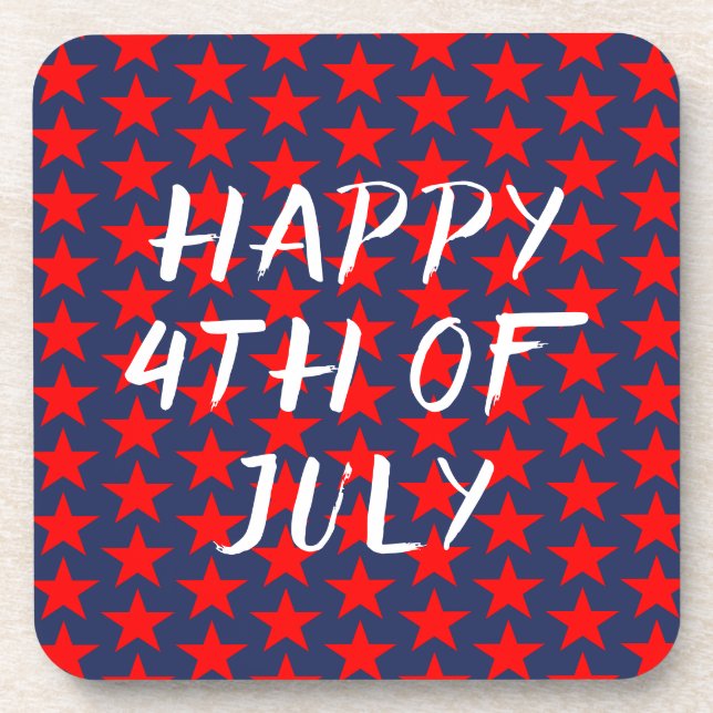 Red And Blue Happy 4th of July Coaster (Front)