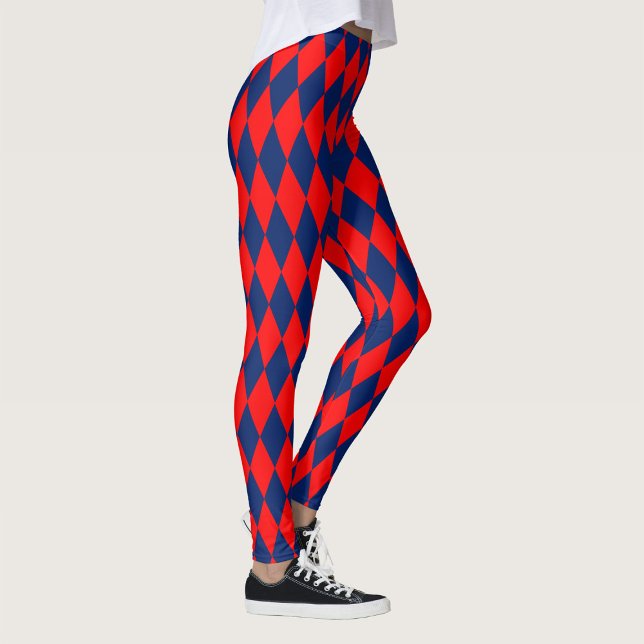 Red and Blue Harlequin Checkered Design  Leggings (Creator Uploaded)