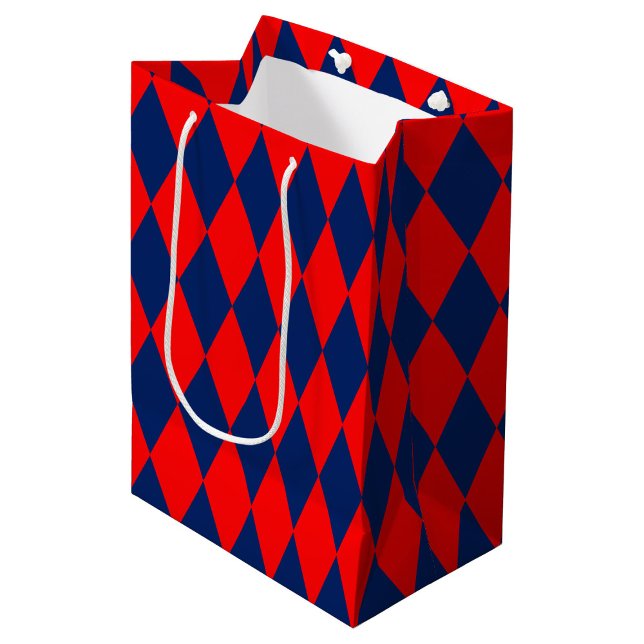 Red and Blue Harlequin Checkered Design  Medium Gift Bag (Creator Uploaded)