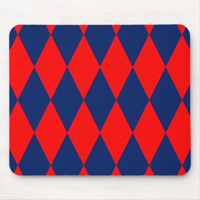 Red and Blue Harlequin Checkered Design  Mouse Mat (Front)