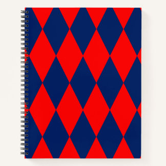 Red and Blue Harlequin Checkered Design  Notebook