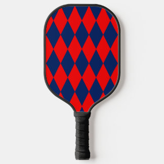 Red and Blue Harlequin Checkered Design  Pickleball Paddle