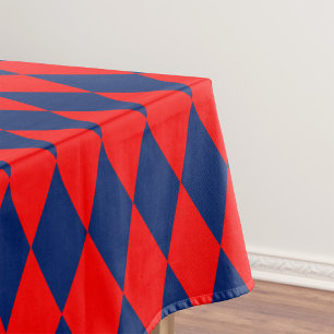 Red and Blue Harlequin Checkered Design Tablecloth