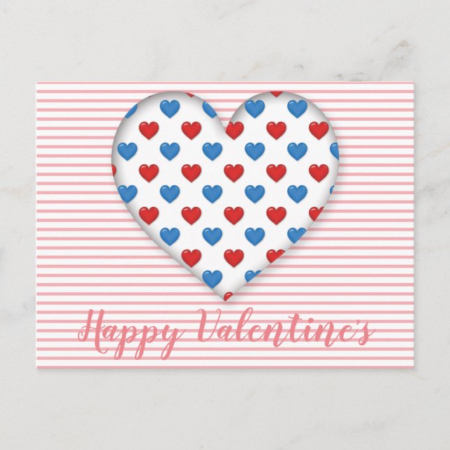 Red and Blue Heart Postcard (Front)