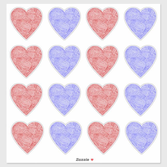 Red and Blue Heart Stickers (Sheet)