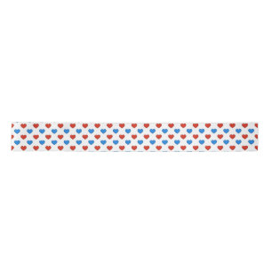 Red and Blue Hearts Satin Ribbon