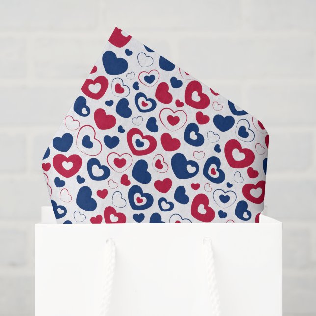 Red and Blue Hearts Tissue Paper (Gift Bag)