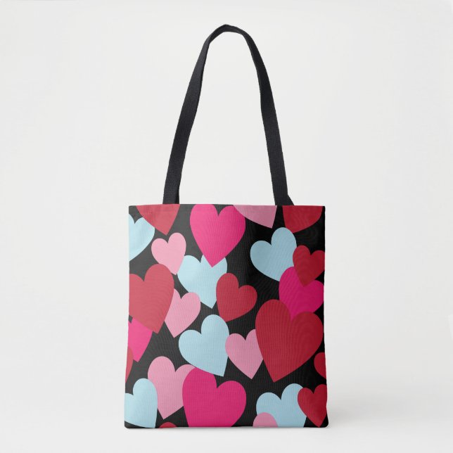 Red and Blue Hearts Tote Bag (Front)
