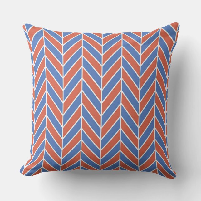 Red And Blue Herringbone Cushion (Front)