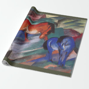 Red and Blue Horses Wrapping Paper