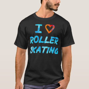 Red and Blue I Love Roller Skating T-Shirt