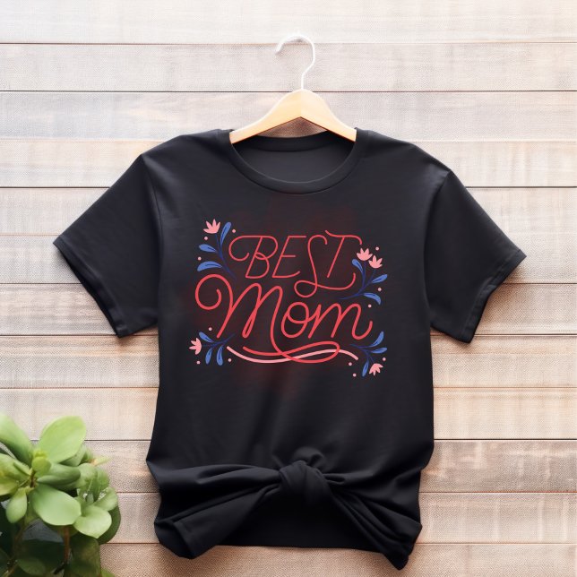 Red and Blue Illustrated Best Mum T-shirt (Creator Uploaded)