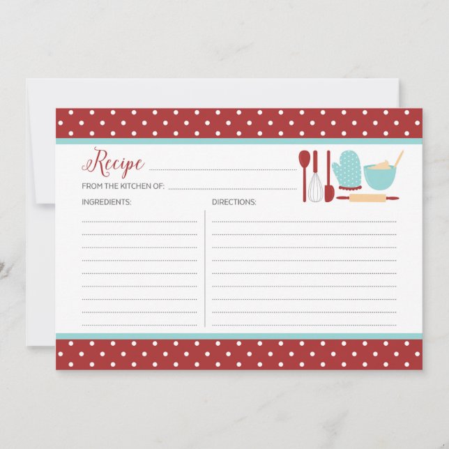 Red and Blue Kitchen Recipe Card (Front)
