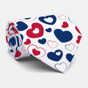 Red and Blue Large Hearts Tie