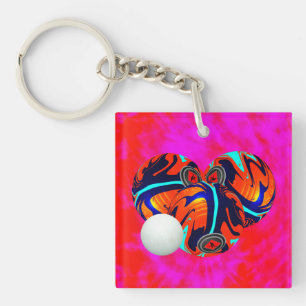 Red And Blue Lawn Bowls, Keychain