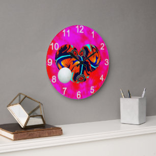 Red And Blue Lawn Bowls, Wall Clock