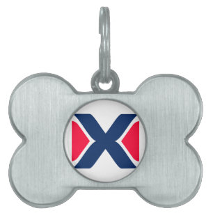 Red and blue Letter X Monogram Pet ID Tag