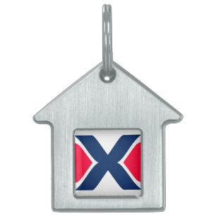 Red and blue Letter X Monogram Pet ID Tag