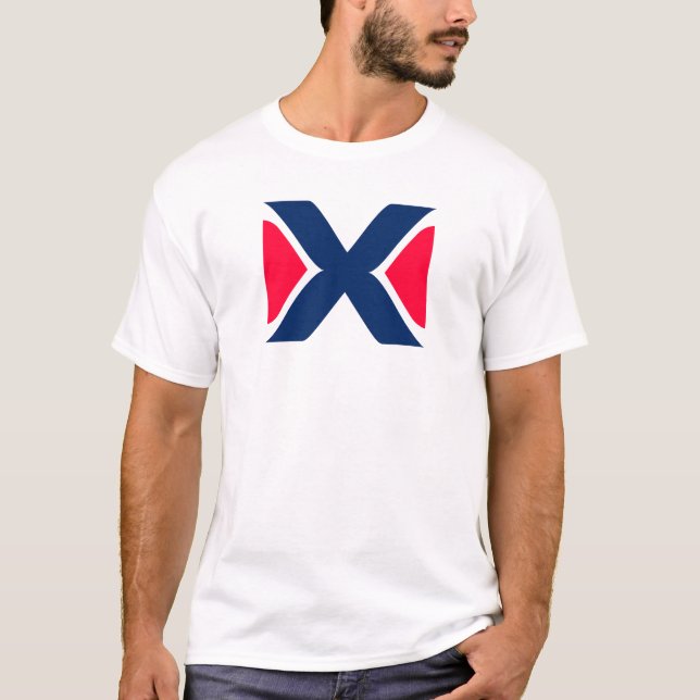 Red and blue Letter X Monogram T-Shirt (Front)