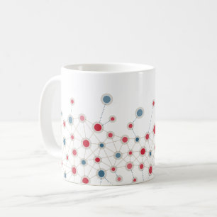 Red and blue lines and dots coffee mug