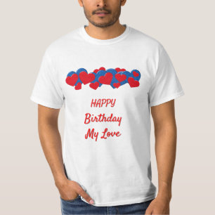 Red and Blue Love Hearts on light blue background T-Shirt