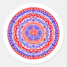 Red and blue mandala stickers 