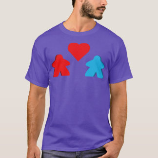 Red And Blue Meeple Couple Board Game Valentines D T-Shirt