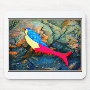 red and blue mermaid mouse mat