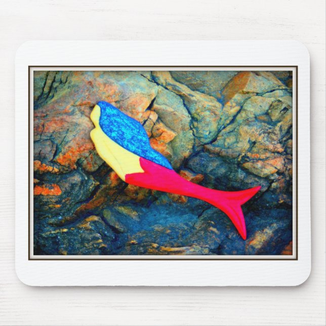 red and blue mermaid mouse mat (Front)
