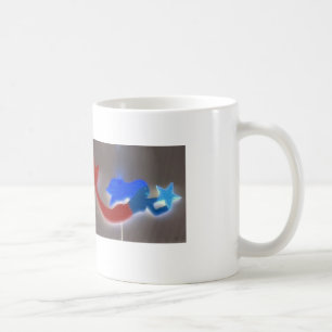 red and blue mermaid mug
